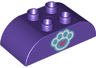 Duplo, Brick 2 x 4 Slope Curved Double with Dark Pink Heart on Medium Azure and White Paw Print Pattern