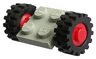 Plate, Modified 2 x 2 with Red Wheels with Black Tires 15mm D. x 6mm Offset Tread Small (122c01 / 3641)