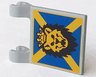 Flag 2 x 2 Square with Lion Head with Crown and Yellow X on Blue Background Pattern