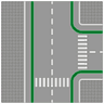 Baseplate, Road 32 x 32 7-Stud T Intersection with Crosswalks Pattern