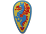 Minifigure, Shield Oval with Blue and Red Dragon on Yellow Background Pattern