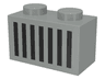 Brick 1 x 2 with Black Grille with 7 Vertical Lines Pattern