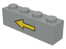 Brick 1 x 4 with Yellow Left Arrow and Black Border Pattern
