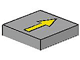 Tile 2 x 2 with Arrow Thin Yellow with Black Border Pattern