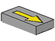 Tile 1 x 2 with Yellow Arrow Long with Black Outline Pattern