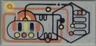 Tile 1 x 2 with Silver, Orange, Yellow, Black Circuitry Pattern
