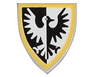 Minifigure, Shield Triangular Short with Black and White Falcon with Yellow Border Pattern