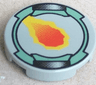 Tile, Round 2 x 2 with Flame and Sand Green Border Pattern