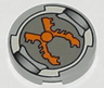 Tile, Round 2 x 2 with Orange Grabber Pattern