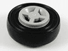Wheel 8mm D. x 6mm with Black Tire 14mm D. x 4mm Smooth Small Single (4624 / 3139)