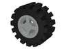 Wheel 8mm D. x 6mm with Black Tire 15mm D. x 6mm Offset Tread Small (4624 / 3641)