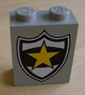 Panel 1 x 2 x 2 - Solid Studs with Yellow Star on Black and White Police Badge Pattern