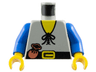 Torso Castle Forestman Shirt with Laces, Black Belt with Buckle, Brown Pouch, Yellow Neck Pattern / Blue Arms / Yellow Hands