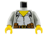 Torso Adventurers Desert White Female Shirt, Jacket, Belt with Pouches Pattern / Light Gray Arms / Yellow Hands