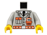 Torso Fire Jacket with Pocket, Black Tie, Neon Red Radio and Belt, White Undershirt and Buckle Pattern / Light Gray Arms / Yellow Hands