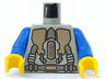 Torso Spacesuit with Gold Armor Panels and Dark Gray Tubes, Belt and Display with Red Zig Zag Line Pattern / Blue Arms / Yellow Hands