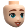 Light Nougat Mini Doll, Head Friends with Reddish Brown Eyebrows, Black Eyelashes, Dark Turquoise Eyes, Coral Lips, Open Mouth Smile with White Teeth Pattern