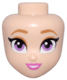 Mini Doll, Head Friends with Medium Nougat Eyebrows and Eye Shadow, Medium Lavender Eyes, Dark Pink Lips and Open Mouth Smile with Teeth Pattern