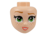 Mini Doll, Head Friends with Medium Nougat Eyebrows and Freckles, Bright Green Eyes, Coral Lips, and Open Mouth Smile with Teeth Pattern