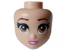 Mini Doll, Head Friends with Dark Tan Eyes, Reddish Brown Eyebrows, Dark Pink Lips and Open Mouth Smile with Teeth Pattern