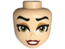 Mini Doll, Head Friends with Black Thick Eyebrows and Eyelashes, Medium Nougat Eye Shadow, Olive Green Eyes, Dark Red Lips, and Open Mouth Smile with Teeth Pattern