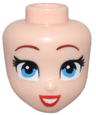 Mini Doll, Head Friends with Dark Red Thin Eyebrows, Dark Azure Eyes, Red Lips, and Open Mouth Smile with Teeth Pattern