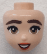 Mini Doll, Head Friends with Dark Brown Bushy Eyebrows, Black Eyelashes, Dark Tan Eyes, Reddish Orange Lips, Open Mouth Smile with Teeth Pattern
