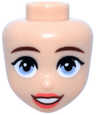 Mini Doll, Head Friends with Reddish Brown Eyebrows, Black Eyelashes, Bright Light Blue Eyes, Coral Lips, Open Mouth Smile with Teeth Pattern