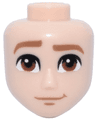 Mini Doll, Head Friends Male Large with Medium Nougat Eyebrows, Right Raised, Reddish Brown Eyes, Chin Dimple, Slight Grin Pattern