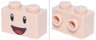 Brick, Modified 1 x 2 with Studs on 1 Side with Black Eyes, White Pupils, and Dark Red Open Mouth Smile with Red Tongue Pattern (Super Mario Toadette Face)