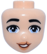 Mini Doll, Head Friends with Black Eyebrows, Bright Light Blue Eyes, Nougat Lips and Reddish Brown Open Mouth Smile with Cleft Lip Pattern