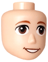 Mini Doll, Head Friends Male Large with Dark Orange Eyebrows, Reddish Brown Eyes and Open Mouth Smile with White Teeth Pattern