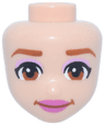 Mini Doll, Head Friends with Dark Orange Eyebrows, Eyes and Mouth, Bright Pink Eye Shadow, Dark Pink Lips, Smile Pattern