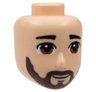 Mini Doll, Head Friends Male Large with Black Eyebrows, Dark Orange Eyes, Dark Brown Beard, and Grin Pattern