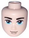 Mini Doll, Head Friends Male Large with Black Eyebrows, Medium Azure Eyes, Chin Dimple, Grin Pattern