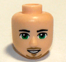 Mini Doll, Head Friends Male Large with Black Eyebrows, Green Eyes, Dark Tan Moustache and Goatee, Open Mouth Smile with Teeth Pattern