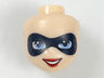 Mini Doll, Head Friends with Black Domino Mask, Bright Light Blue Eyes and Red Lips Pattern (Harley Quinn)