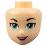 Mini Doll, Head Friends with Black Eyebrows, Medium Azure Eyes, Dark Pink Lips, Open Mouth Smile with Top Teeth Pattern