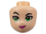 Mini Doll, Head Friends with Black Eyebrows, Right Raised Eyebrow, Green Eyes and Dark Pink Lips Pattern (Poison Ivy)