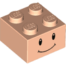 Brick 2 x 2 with Black Eyes, White Pupils, and Dark Brown Closed Mouth Smile Pattern (Super Mario Toad Face)