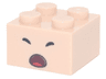 Brick 2 x 2 with Black Closed Eyes and Dark Red Open Mouth Scared with Red Tongue Pattern (Super Mario Toad Face)