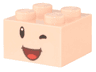 Brick 2 x 2 with Black Eyes, White Glint, Wink, and Dark Red Open Mouth Smile with Red Tongue Pattern (Super Mario Blue Toad / Purple Toad Face)