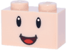 Brick 1 x 2 with Black Eyes, White Glints and Dark Red Open Mouth Smile with Red Tongue Pattern (Super Mario Captain Toad Face)
