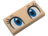 Tile 1 x 2 with Dark Azure and White Eyes, Black Eyelashes and Dark Orange Eyebrows Pattern (Super Mario Baby Peach Upper Face)