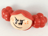 Minifigure, Head, Modified Princess Morbucks with Red Hair, Mischievous Grin, Orange Freckles Pattern
