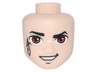 Mini Doll, Head Friends Male Large with Thin Black Eyebrows, Red Eyes, Back Elves Tattoo and Open Mouth Smirk Pattern