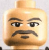 Minifigure, Head Male Gray Moustache, Goatee, and Eyebrows Pattern