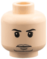 Minifigure, Head Male Thin Mouth with Stubble Goatee Pattern