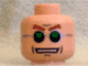 Minifigure, Head Glasses, Green and Silver, Brown Arched Eyebrows, Open Mouth Pattern (Dr. Octopus)