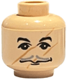 Minifigure, Head Moustache Thin Gray, Black Eyebrows, Scratches/Scars across Face Pattern (HP Professor Lupin)